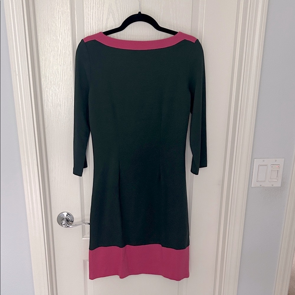 Boden Green Dress with Pink Trim Midi - Picture 5 of 8